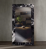 Miroir rectangulaire sur pied en pierre massif sur mesure, miroir mural pleine longueur pour la décoration intérieure de villas et d'hôtels