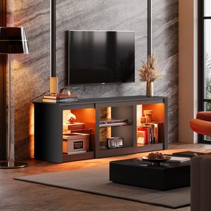 Console de <span class=keywords><strong>cheminée</strong></span> électrique en <span class=keywords><strong>bois</strong></span> clair et noire au design moderne Armoire de télévision étroite et chariot de télévision roulant pour meubles de salon - Product Image 1