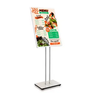 A2/A3 Tempering Glass Adjustable Floor Sign Holder Poster Light Box Stand Display Board for Restaurant advertising