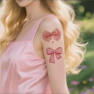 Adesivi per tatuaggi a forma di fiocco per donna - <span class=keywords><strong>Tatuaggio</strong></span> temporaneo impermeabile, accessori per il trucco per la festa di San Valentino - Product Image 2