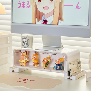 Support de Moniteur Multifonctionnel Tout-en-un avec <span class=keywords><strong>Tiroir</strong></span> et Boîte de Rangement pour Figurines et Articles Divers - Product Image 1