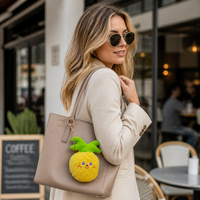 Zaves Lüks Çevre Dostu Dayanıklı Ananas Peluş Okul Sırt Çantası Sevimli Yumuşak Dolgulu Meyve Çantası Özelleştirilebilir Renkler Unisex