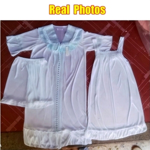 Completo pigiama da donna <span class=keywords><strong>in</strong></span> tre pezzi abito da notte con spalline sottili + Shorts + cappotto a maniche corte <span class=keywords><strong>in</strong></span> <span class=keywords><strong>pizzo</strong></span> vestito da notte estivo da donna - Product Image 3