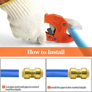 Brass Smooth Surface Push-to-<strong>Connect</strong> Plumbing Fittings 1/<strong>2</strong>" Pushfit Straight Fittings with Disconnect Clip 3-Piece <strong>Set</strong> - Product Image 6