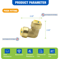 Raccord coudé à 90 degrés KING SMART 3/4'' à connexion rapide en laiton à faible teneur en plomb, certifié NSF UPC, pour plomberie (Livraison gratuite aux États-Unis et au Canada)