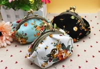 Tas dompet koin bunga mawar kecil kreatif tas kartu kunci pengait wanita dompet antik tas lipstik portabel Retro