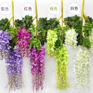 Flores Artificiales de Glicinia Hanxi, 110 cm, Enredaderas Colgantes de Seda, Decoraciones para Bodas - Product Image 1