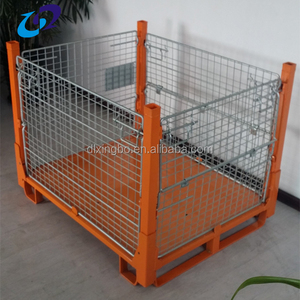 כלוב משטחים מתכתי כבד מתקפל, תאי אחסון מפלדה, כלוב אחסון מסוג פלטה למחסן לוגיסטי - Product Image 2