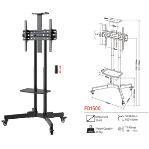 Modern Furniture Movable LCD Mobile <strong>TV</strong> <strong>Stand</strong> Designs <strong>Mount</strong> Mobile Metal <strong>TV</strong> Trolley With Wheels - Product Image 3