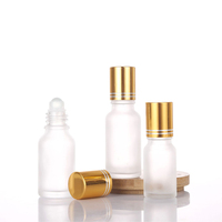 Botellas de Vidrio Esmerilado Blanco de 5ml, 10ml y 15ml, Recargables, con Rodillo, para Aceites Esenciales y Cuidado de la Piel DIY