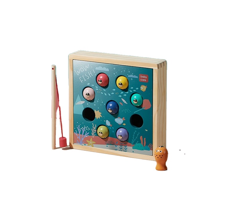 Children Wooden Magnetic Games Fishing Toy Game Kids 3D Fish Baby Kids Educational Toys Gifts