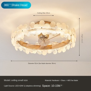 Ventilador LED de lujo moderno, luz colgante, nuevo diseño, Motor de cobre, cristal, tres colores, seis marchas, Control remoto, sala de estar - Product Image 6