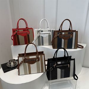 K1346 Wholesale MU New Hot Sale <b>Women's</b> Tote <b>Bags</b> Crochet Zebra-stripe Design Light Weight Fashion Korean Hobo <b>Bags</b> - Product Image 1