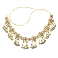 À la mode Vintage alliage Afghani Kuchi Tribal métal ceinture avec pièces glands pendentif corps taille chaîne pour dame