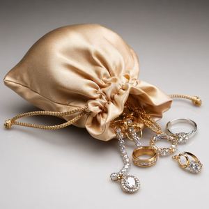 Vente en gros de pochettes en satin personnalisées avec logo de luxe, sacs cadeaux en soie pour bijoux - Product Image 3