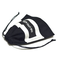 Sac d'emballage en coton et lin noir écologique pour outils et bijoux avec cordon de serrage et logo personnalisé, patch en coton