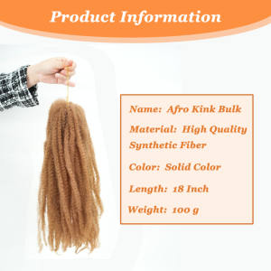 Cabello Sintético Preestirado al por Mayor para Trenzas Marley Twist, 18 Pulgadas, Afro Rizado, Voluminoso, Sin Enredos, Doble Trama a Máquina, 20 Piezas - Product Image 2