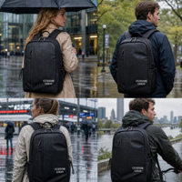 Sac à dos personnalisé résistant à l'eau avec poche cachée, sac à dos unisexe mat pour ordinateur portable avec poches latérales à cordon pour le bureau et les voyages
