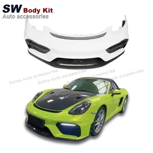 Parte del paraurti anteriore stile GT4 in fibra di carbonio per Porsche 718 Cayman Boxster 981 Kit di prestazioni per parti di automobili paraurti modificato