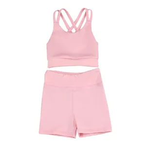 2024 Wholesale Sleeveless Girls Comfortable Solid Color Soft Girls Baby Girl Athletic Shorts Workout