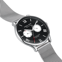 Reloj de Pulsera Meca-Quartz Plateado OEM para Hombre, Calendario, Resistente al Agua, Esfera Multifunción, Luminoso