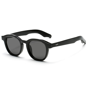 Lunettes <span class=keywords><strong>de</strong></span> soleil rondes rétro unisexes ADE WU STY19328H UV400, nouvelle collection 2026, avec rivets et logo personnalisé, verres champagne vintage, teinte grise - Product Image 2