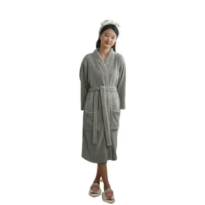 Hot Sale Extra Long Warm Coral Fleece Bathrobe Kimono Dressing Gown Winter Thick Flannel Thermal Bath Robe