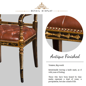 Sillón Estilo Chinoiserie Yips LD-1203-0757 con Patrón de Paisaje Pintado a Mano, Comedor, Cojín de Cuero Clásico de Lujo - Product Image 6