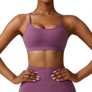 Nouveau design, soutien-gorge de sport très vendu pour femmes, séchage rapide, couleur unie personnalisable, idéal pour le yoga et la course à pied. - Product Image 1