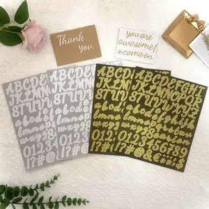 Wholesale Custom Size Glitter Gold Silver Creative DIY Decorate Cup Waterproof Kiss Cut Letter Stickers Sheets for Decorations