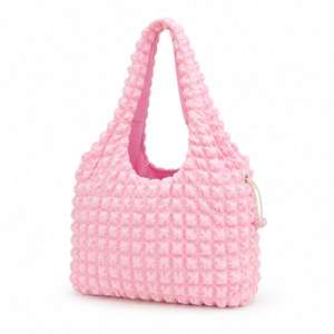 Sac fourre-tout en nylon rose, mode, usage quotidien, toutes saisons, couleur unie, sac à bandoulière pour femme, sac d'épicerie - Product Image 1