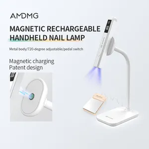 AMDMG 2024 Desenho de patente aceito oem recarregável 500 mAh 3W mini lâmpada UV LED para unhas lâmpada para unhas com 3 temporizadores