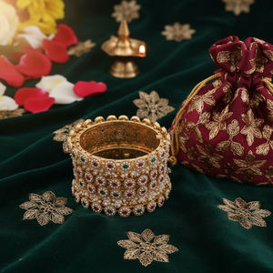 Ensemble de bracelets ouvrables 10573840 avec pierre Pota plaquée or et perles Ensemble de bijoux fins - Product Image 3