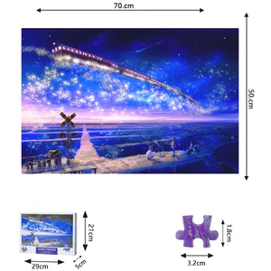 Impression personnalisée de dessin animé Anime Train ciel étoilé belle nuit contes de fées enfants éducatifs 1000 pièces cerveau papier Puzzle Puzz