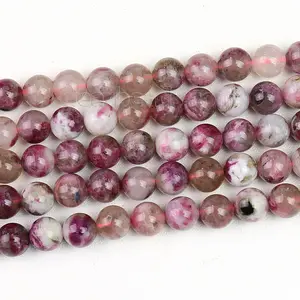 Cheap Rubellite Gemstone Strands, Pink Rose Round Tourmaline Beads Natural Stone For Jewelry Making 4mm 6mm 8mm 10mm