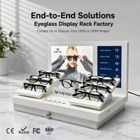 Présentoir intelligent multi-emplacements blanc pour lunettes, double écran, commande tactile, tiroir coulissant, capacité 6 paires, en acrylique, montage facile