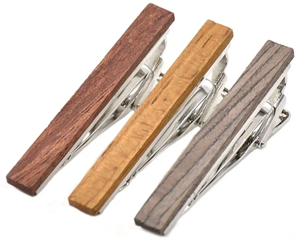 Прямая продажа с фабрики высококачественные мужские деревянные зажимы для галстука для мужчин натуральный галстук 2,1 дюйма в подарочной коробке деревянный зажим для галстука