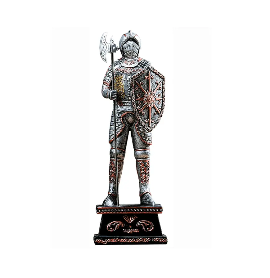 Home Decoratie & Ornament Hars Geschenken En Ambachten Polyresin Sculptuur Warrior Met Bijl Schild En Armor