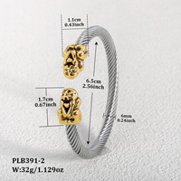 YL vente chaude en acier inoxydable câble ouverture Bracelet pâte frite torsades Dragon tête Bracelet en gros