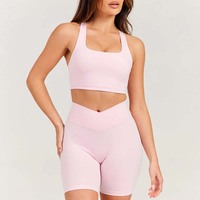 Soutien-gorge de sport tendance pour femme, col carré, bretelles croisées multiples, dos découpé, rembourrage doux, pour yoga et fitness