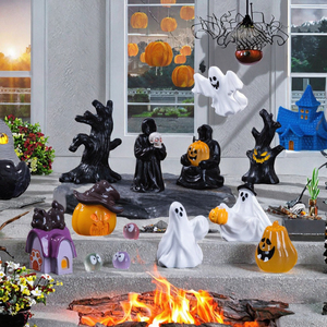 Miniature Résine Citrouille Fantôme Ornements Halloween Décor DIY Artisanat avec Motif Animal <span class=keywords><strong>pour</strong></span> <span class=keywords><strong>Fête</strong></span> Villages Bonsaï Décorations - Product Image 2