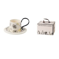 Ensemble tasse et soucoupe à café en porcelaine vintage, motif floral, style moderne de luxe léger, écologique, passe au lave-vaisselle, capacité 260 ml