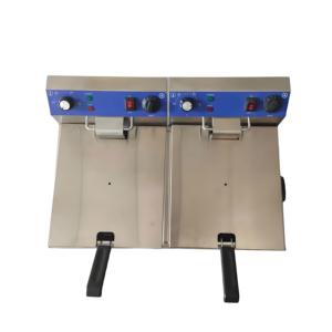 Hot bán điện 11L + 11L thương mại Tabletop thép không gỉ xi lanh đôi nồi chiên sâu nhà hàng nhà bếp xách tay Pháp - Product Image 3