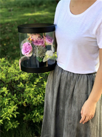 Boîte ronde en PVC pour fenêtre, boîte cadeau pliable pour fleurs, seau à fleurs rond, boîte à fleurs transparente pour la Saint-Valentin