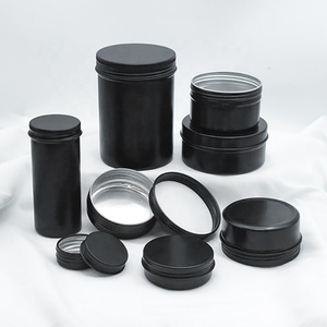 15ml 50ml 80ml 100ml Round Screw Lid Multi-specification Matte Black Aluminum Tin Cans for Hair Cream Tin Black Aluminum Can - Product Image 1