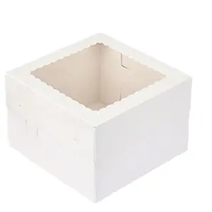 Boîte de boulangerie en papier blanc carton carré jetable 12/8/6/9 10x10x5 boîte à gâteau de 4 pouces avec fenêtre