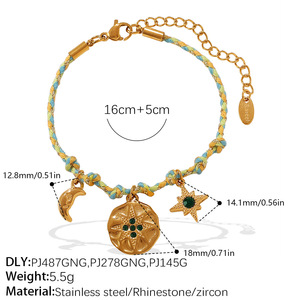 diy beach style woven colorful <b>rope</b> set necklace <b>bracelet</b> for women ocean series stainless steel pendant necklace - Product Image 2