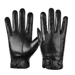 Gants pour hommes en peluche, épais, thermiques, imperméables, souples, en similicuir PU, avec écran tactile, pour l'extérieur, le vélo et l'hiver - Product Image 1