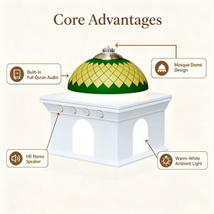 <span class=keywords><strong>Lampe</strong></span> de chevet Coran avec haut-parleur, design dôme, contrôle tactile et par boutons, options de prise EU/UK, affichage Zikir Ruqyah, cadeau islamique - Product Image 2