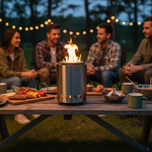 Seau à barbecue en acier inoxydable avec logo personnalisé et foyer sans fumée - Poêle à <span class=keywords><strong>bois</strong></span> portable pour le camping et la terrasse - Product Image 1